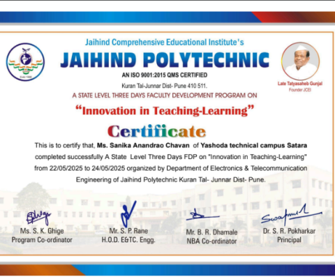 Faculty Development Program Organised by JaiHind Polytechnic